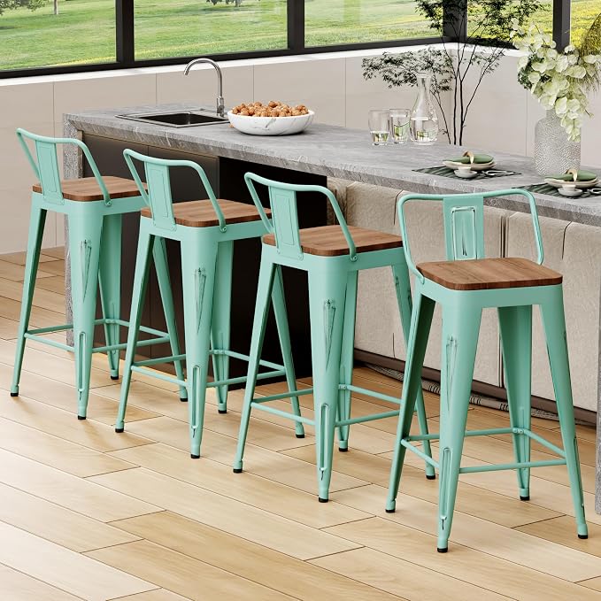 Alunaune 30" Metal Bar Stools Set of 4 Counter Height Barstools Industrial - Image 9