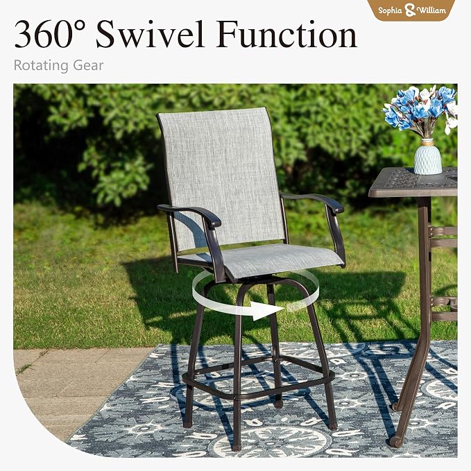 Sophia & William Outdoor Bar Set, Patio Bar Table and Chairs Set Patio Dining - Image 2