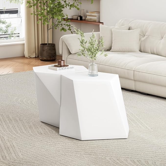 Christopher Knight Home Skyles Coffee Table Set of 2, Geometric Lightweight - Image 5