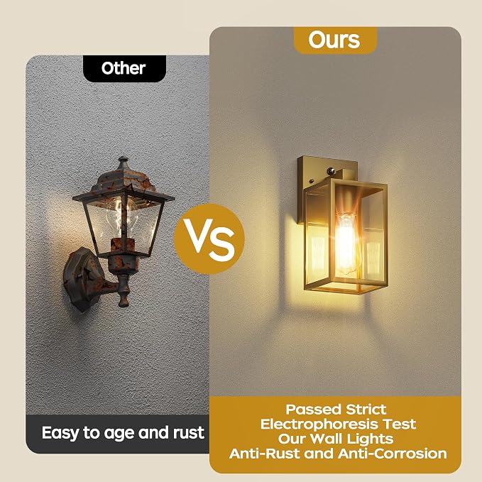 WIHTU Gold Dusk to Dawn Porch Lights, Exterior Lighting Fixtures - Image 6