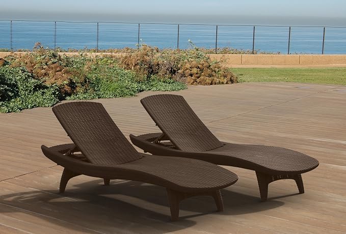 Keter Set of 2 Pacific Sun Lounge Chair Outdoor Chaise Pool Chairs - Image 2