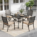 PHI VILLA Metal Patio Outdoor Table and Chairs 5 Piece Dining Set by PHIVILLAThepioneerofcomfortablehouseholdsupplies