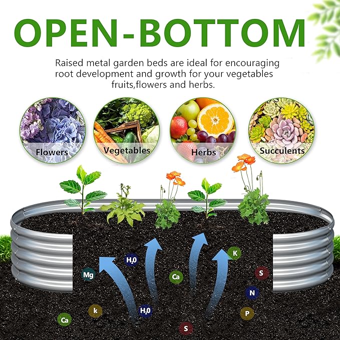 2PCS 8x4x1ft Galvanized Metal Raised Garden Bed Kit, Outdoor Planter Box - Image 3
