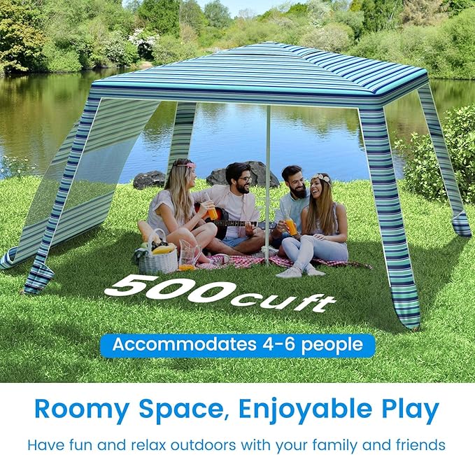 MoKo Beach Cabana, UPF 50+ Protection Easy Setup Beach Tent Sun Shelter - Image 6