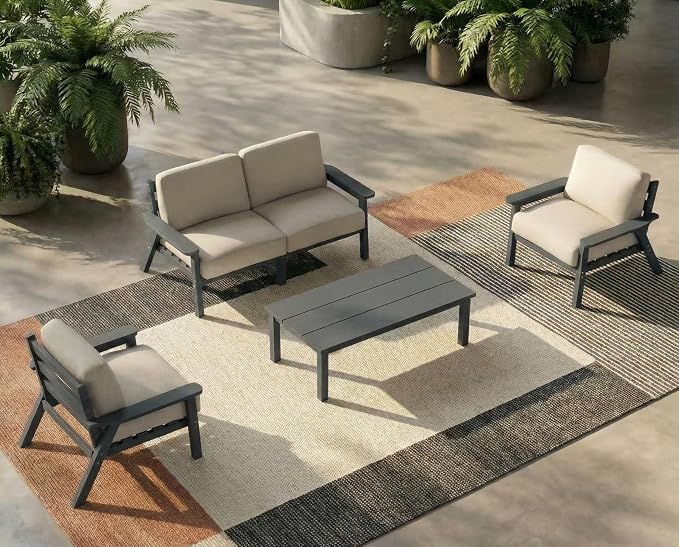HDPE 5 Piece Patio Furniture Set, Outdoor Sectional Furniture by PatioKingdom
