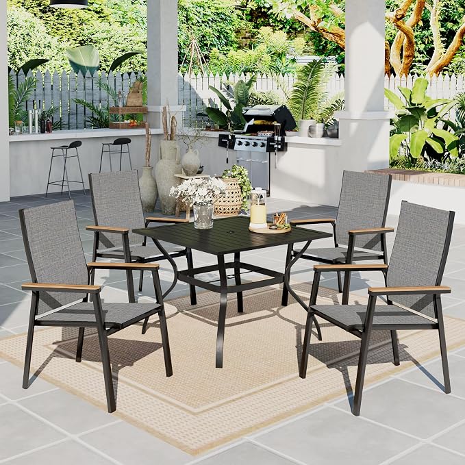 Sophia & William Patio Dining Set 5 Pieces, 4 Stackable Aluminum Textilene by SophiaWilliam