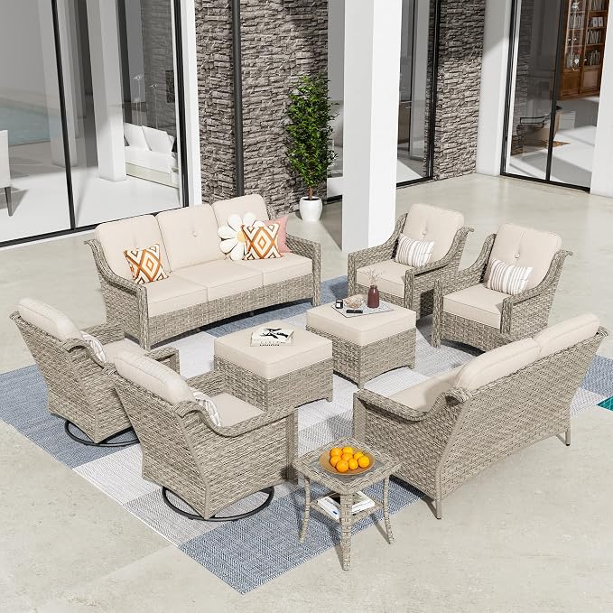 HOOOWOOO 9 Piece Patio Furniture Conversation Sets by DesignforBetterLife