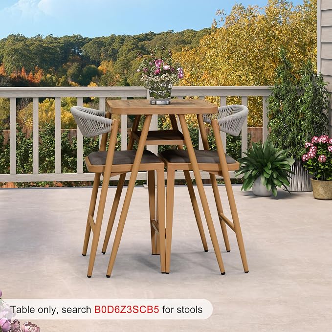 PURPLE LEAF Outdoor Aluminum Counter Height Bar Stools Table - Image 7