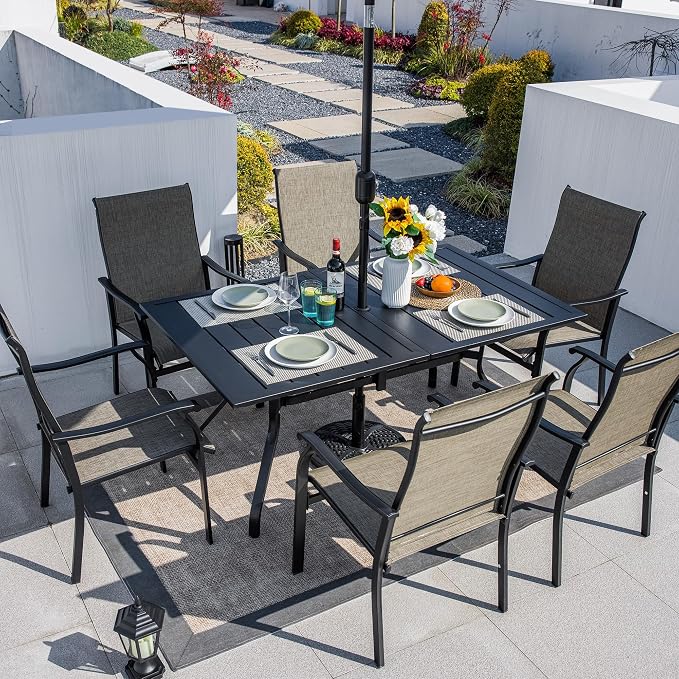 Sour Citrus Rectangular Outdoor Metal Patio Dining Table - Image 9