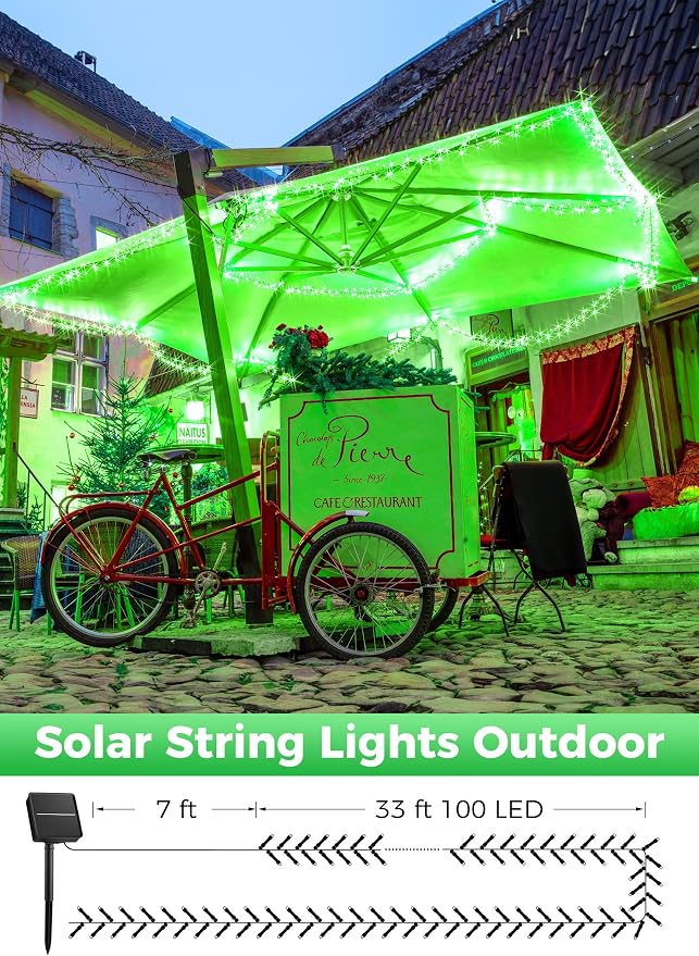 Minetom Solar String Lights Outdoor, 40FT 100 LED String Lights Solar Powered - Image 3