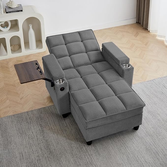 Eafurn 6-Position Adjustable Convertible Chaise Lounge Sleeper Chair by EAFURN