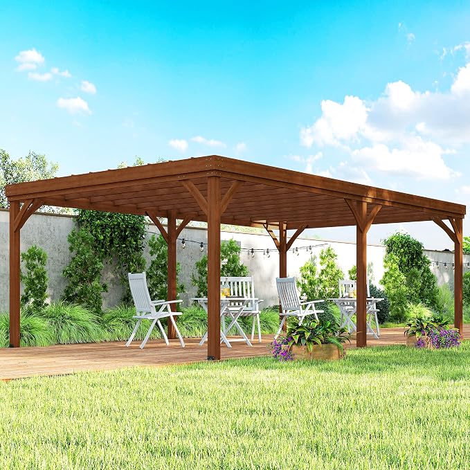 Outsunny 12' x 20' Outdoor Pergola, Wood Gazebo Grape Trellis by Outsunny