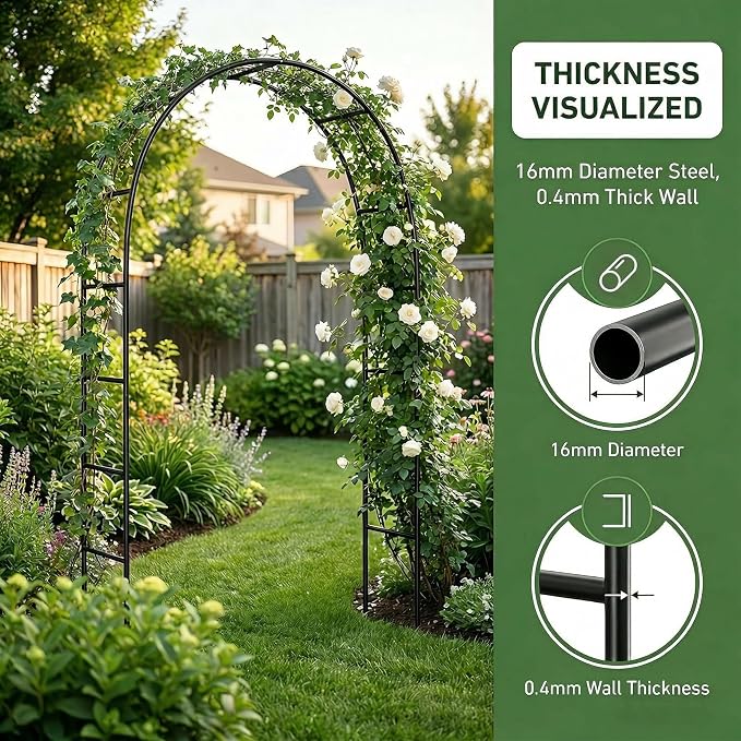 Thickened Tube Garden Entrance Arch – 94.5" H x 55" W Arbor, Weather-Resistant - Image 2
