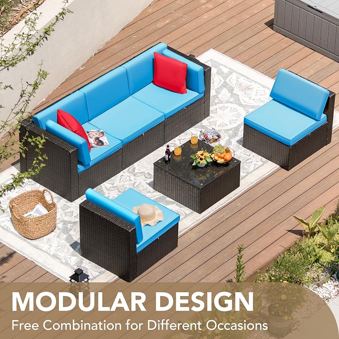 Devoko Patio Furniture Sets 6 Pieces Outdoor Sectional Rattan Sofa Manual - Image 6