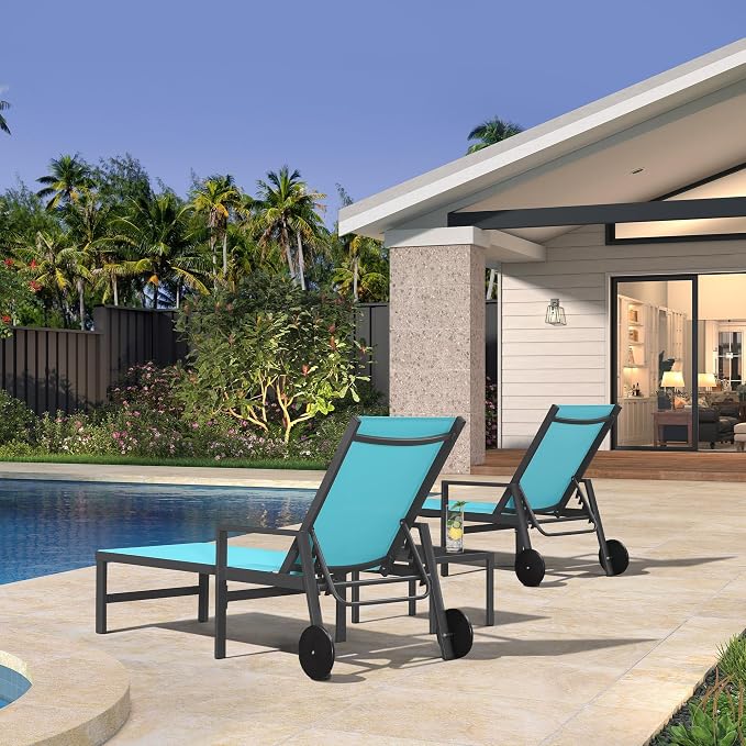 PURPLE LEAF 2 Pieces Outdoor Chaise Lounge Aluminum Patio Lounge Chair - Image 10