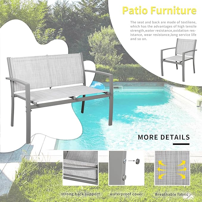 Shintenchi 4 Pieces Patio Furniture Set All Weather Textile Fabric Outdoor - Image 2