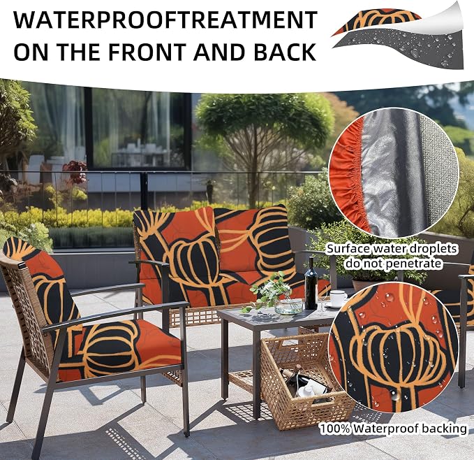 8Pcs Outdoor Cushion Covers, Patio Cushion Covers, Stretch Elastic Slipcovers - Image 4