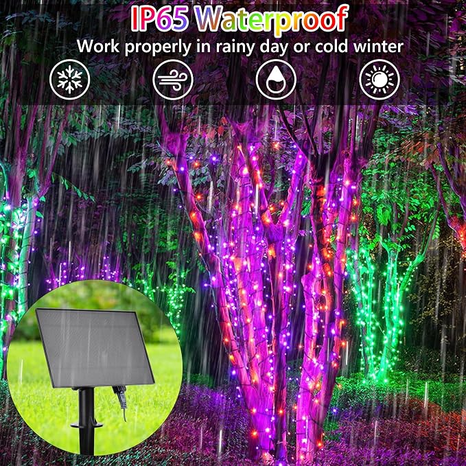 80Ft Solar String Lights for Outside, 18 Colors Changing 200 LED Solar Powered - Image 4