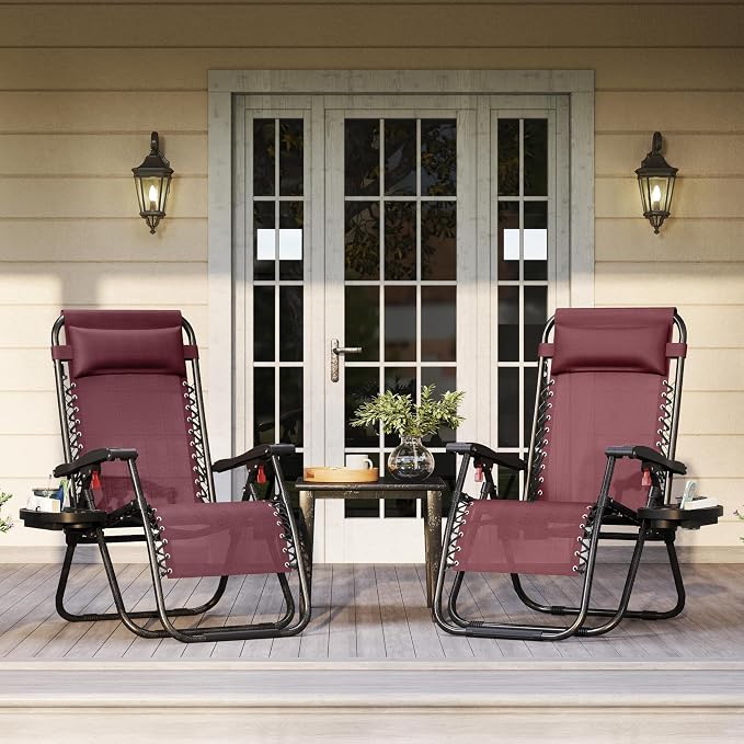 Yaheetech Zero Gravity Recliners Outdoor Adjustable Folding Reclining Lounge - Image 2