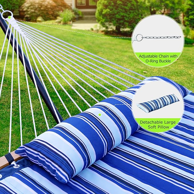 Double Hammock with Stand for Outdoor, Heavy Duty Portable Hammock with - Image 4