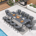 PURPLE LEAF 11 Pieces Patio Dining Set Wicker Outdoor Furniture Rectangular by PURPLELEAF