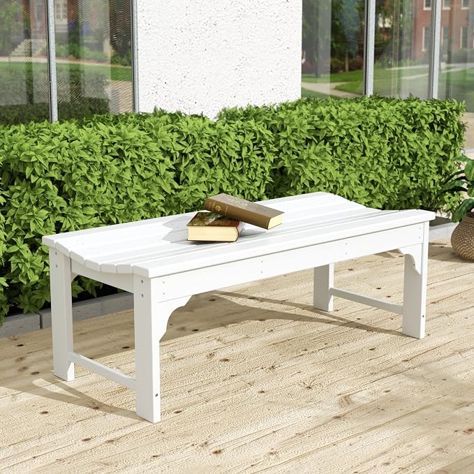 WO Home Furniture Outdoor 46" Backless HDPE Adirondack Bench, Poly Lumber Seat - Image 2