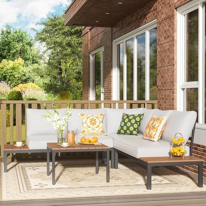 NATURAL EXPRESSIONS Patio Furniture Sets, L Shape Patio Sectional Metal Outdoor by NaturalExpressions