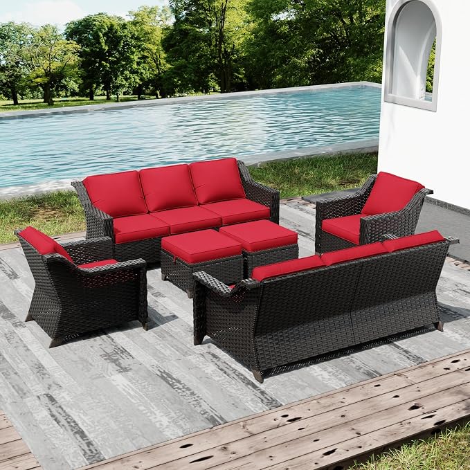Joyside Wicker Patio Furniture Sets, 6 Pieces Upgraded Large Size Outdoor - Image 6