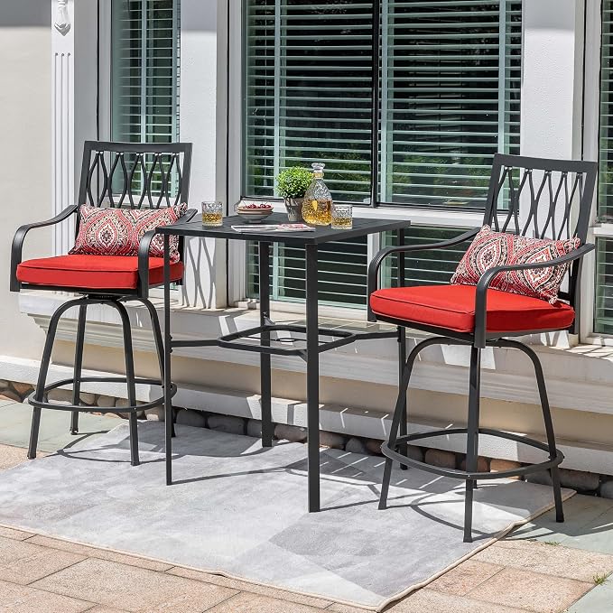 NUU GARDEN 5-Piece Patio Bar Set, 4 Swivel Bar Stools - Image 2