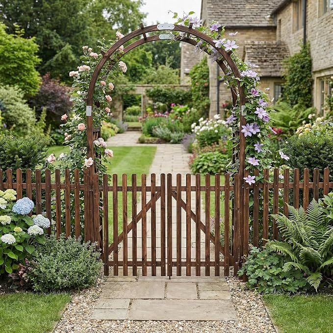 VINGLI Wooden Garden Arbor, Heavy Duty Outdoor Frame Trellis - Image 3
