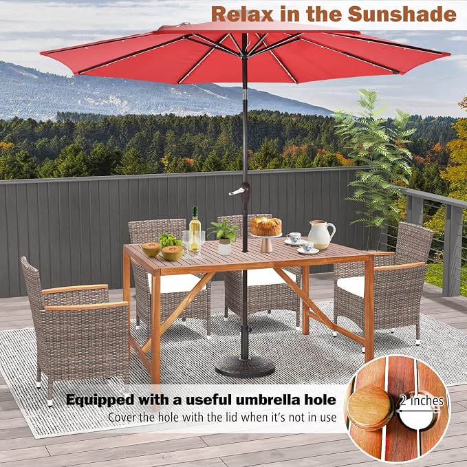 Tangkula 67" Acacia Wood Outdoor Dining Table - Image 7