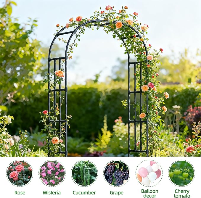 Garden Arch Trellis, 4.9x8.5FT Metal Garden Arbor - Image 6