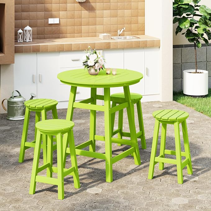 WestinTrends Malibu 5-Piece HDPE Outdoor Patio Dining Bar Bistro Table Set - Image 2