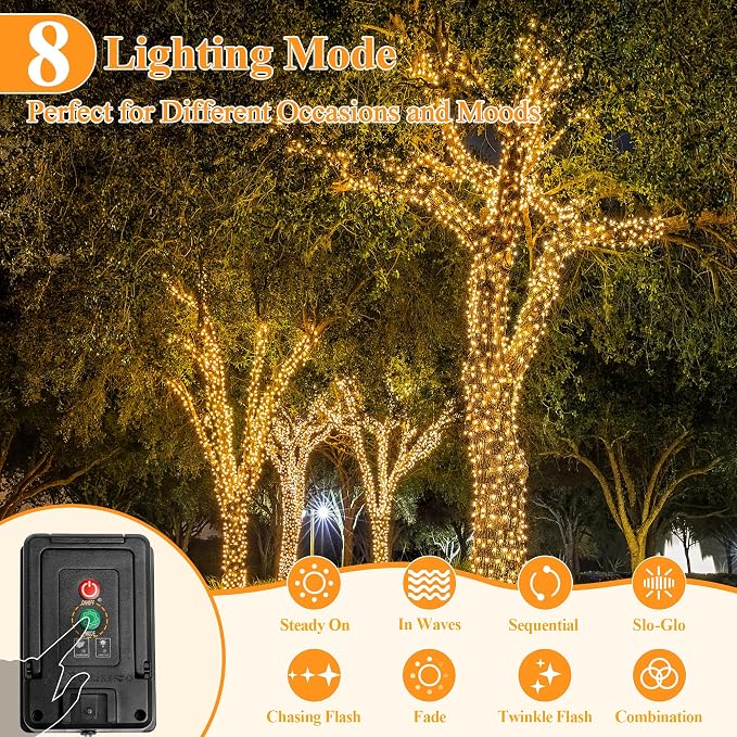 Solar String Lights 240LED 79FT, IP67 Waterproof Solar Lights - Image 3