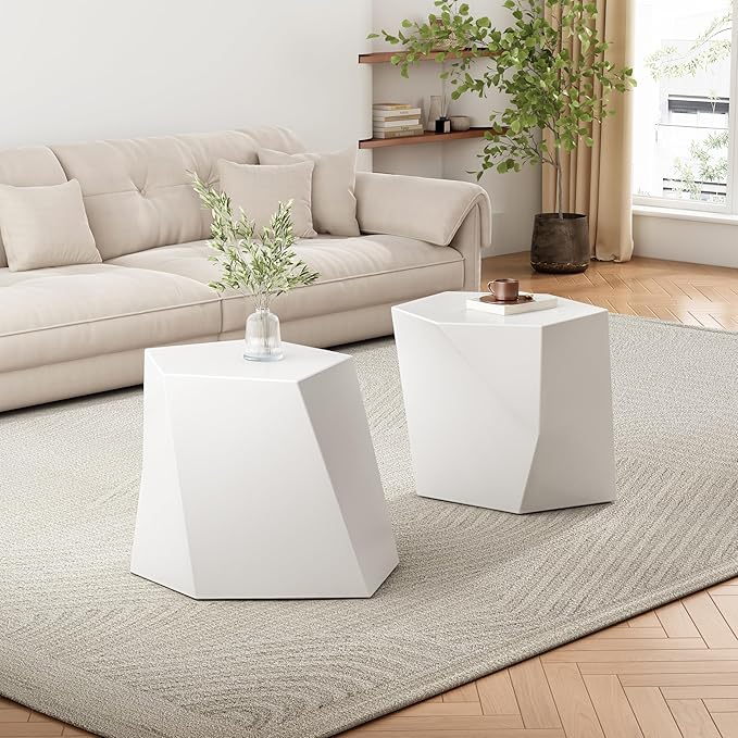 Christopher Knight Home Skyles Coffee Table Set of 2, Geometric Lightweight - Image 3