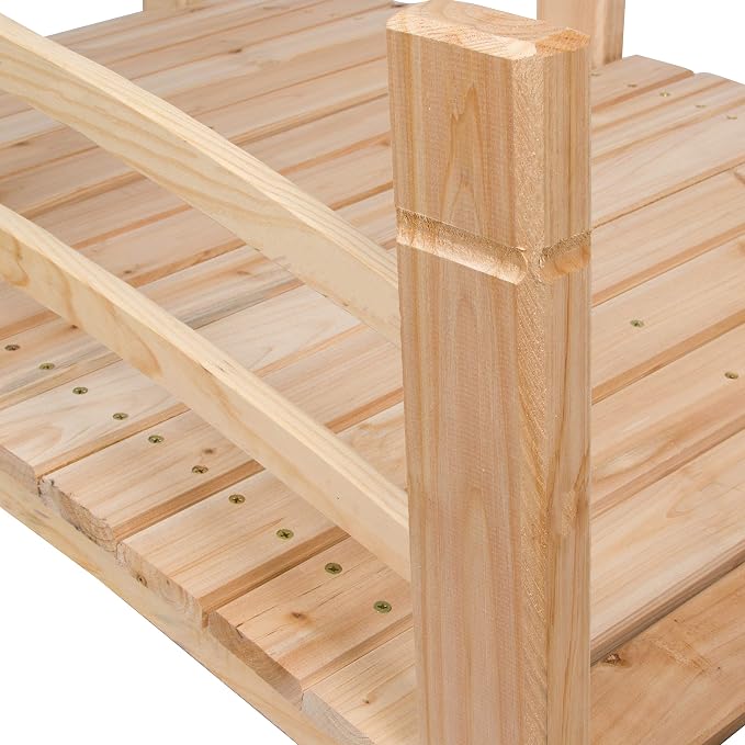 Shine Company 4981N 5 Ft. Cedar Wood Garden Bridge - Image 5