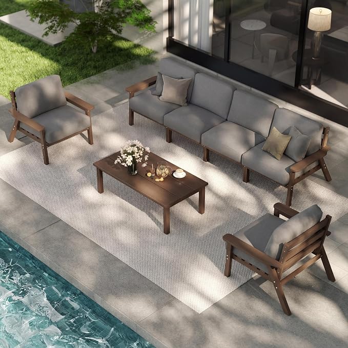 Patio Furniture Set 7 Seats, HDPE Outdoor Sectional by PatioKingdom