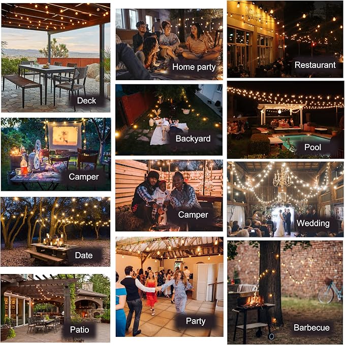 DAMAING Outdoor String Lights 200FT Waterproof, Patio String Lights - Image 8