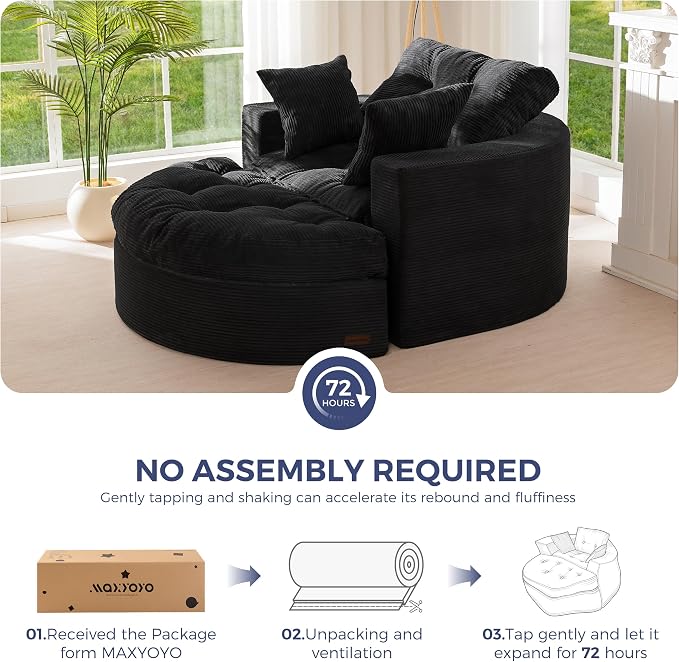 MAXYOYO Modular Sectional Chaise Lounge Sofa, Round Upholstered Lounge Chair - Image 8