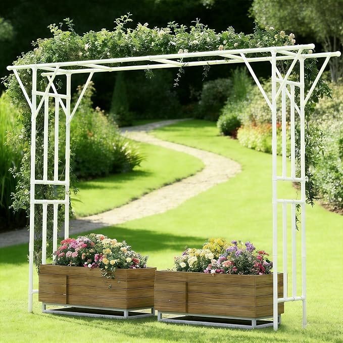 Flat Top Garden Arch Trellis 11FT x 9FT, Super Large Arbor Trellis by OnlyGarden