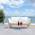 SAFAVIEH Outdoor Collection Emely Grey Acacia Wood/Beige Cushion Expandable by SAFAVIEH
