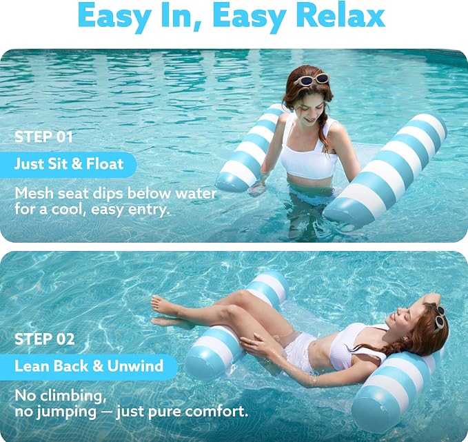 SLOOSH 2 Packs Hammock Pool Floats Adults, 4-in-1 Multi-Purpose Inflatable Pool - Image 4