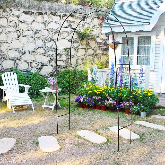 7.9 Ft H x 4.6 Ft W Green Metal Pergola Arbor - Image 5