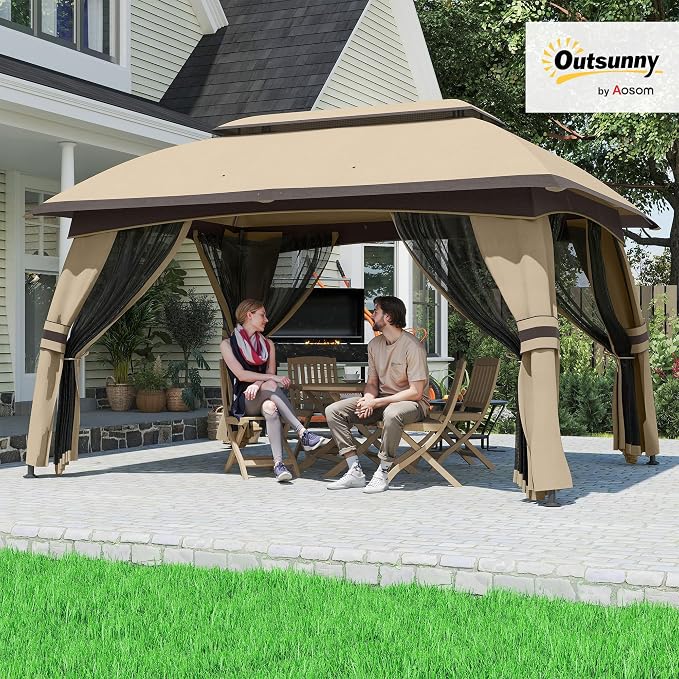 Outsunny 10' x 13' Patio Gazebo, Outdoor Gazebo Canopy Shelter - Image 2