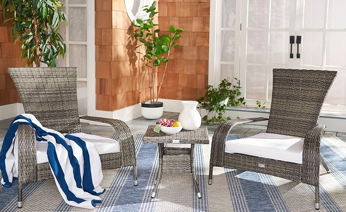 SAFAVIEH Outdoor Patio Furniture Collection Edna 3-Piece Lounge Set - Image 2