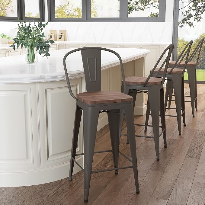 Aklaus Metal Bar Stools Set of 4, 24 inch Barstools Counter Height Bar Stools - Image 2