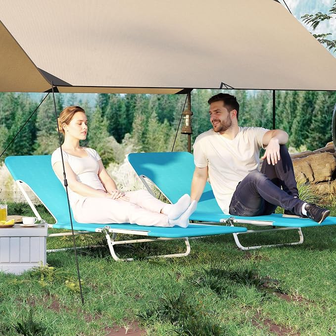 GYMAX Tanning Chair, 330lbs Capacity & Shoulder Strap, Portable Layout - Image 2