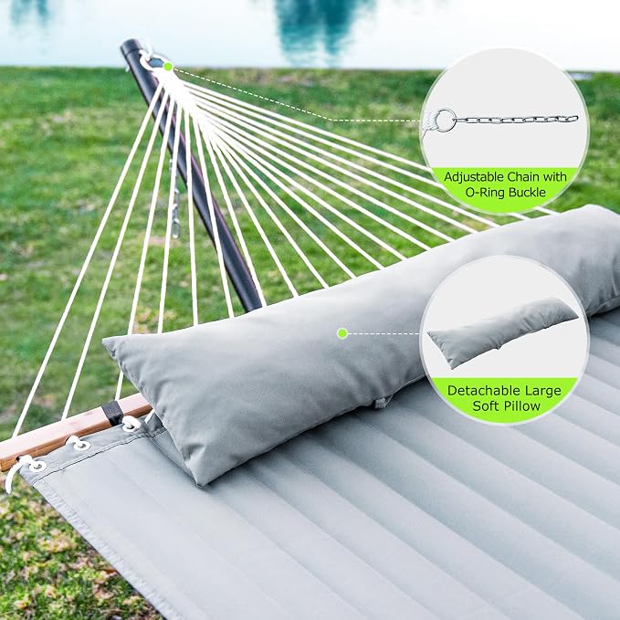 Double Hammock with Stand for Outdoor, Heavy Duty Portable Hammock with - Image 4