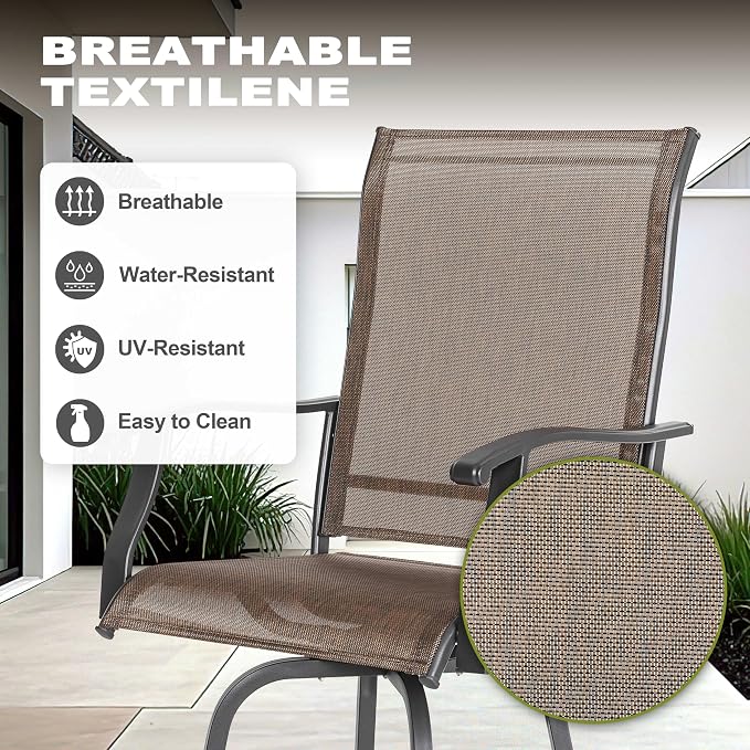 NUU GARDEN 5 Piece Outdoor Swivel Bar Set, All Weather Patio High Bar Stool - Image 7