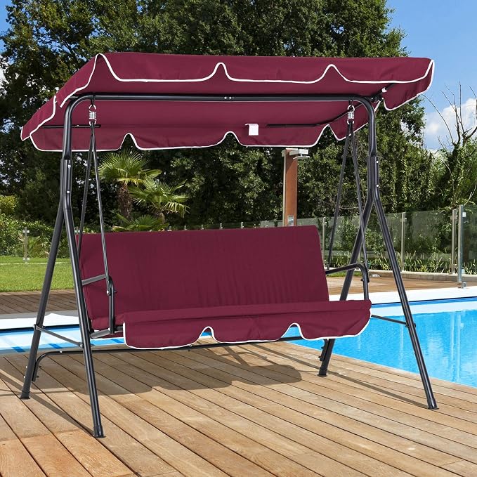Outsunny 3-Seat Outdoor Patio Swing Chair - Image 2